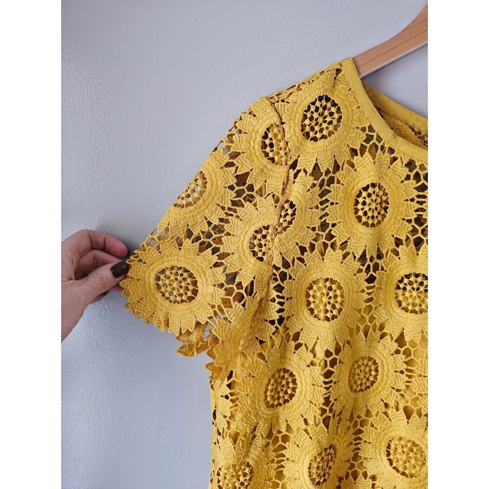 Loft yellow sunflower crochet lace dress sz 14 tall new - Picture 5 of 8